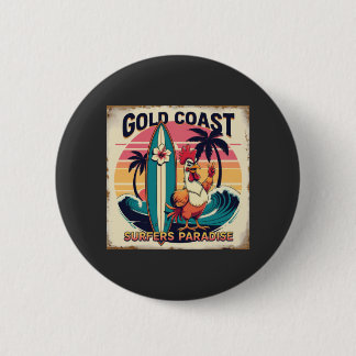 Macaron Rond 5 Cm Vibes de Surfs tropicaux - Rooster Rétro & Waveboa