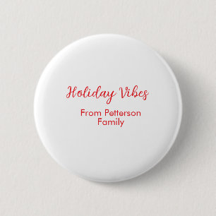 Macaron Rond 5 Cm Vibes de vacances rouge Noël ajouter nom de famill