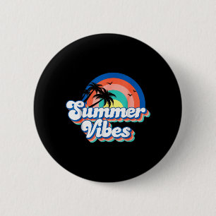 Macaron Rond 5 Cm Vibes d'été Groovy Vacances d'été