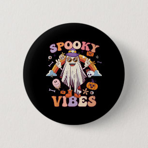 Macaron Rond 5 Cm Vibes éffrayant Ghost Retro Super Halloween Femmes