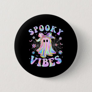 Macaron Rond 5 Cm Vibes éffrayantes Ghost Retro Halloween Boo Boo Cr