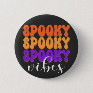 Macaron Rond 5 Cm Vibes Éffrayantes rétro Super Halloween