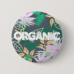 Macaron Rond 5 Cm Vibes tropicales Feuilles Plantes