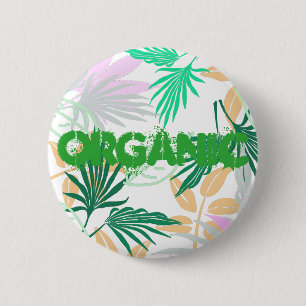 Macaron Rond 5 Cm Vibes tropicales Feuilles Plantes