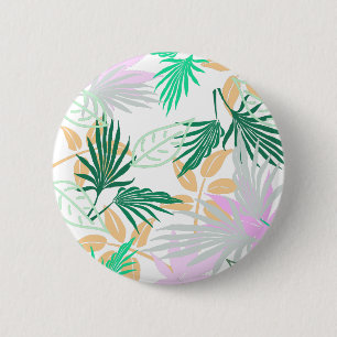 Macaron Rond 5 Cm Vibes tropicales Feuilles Plantes