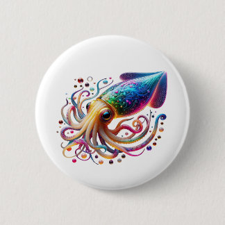 Macaron Rond 5 Cm Vibrant Neon Squid – Glowing Colorful Deep Sea Cre