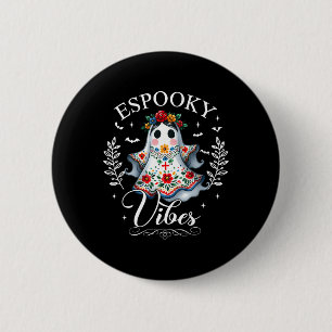 Macaron Rond 5 Cm Vibrations d'Espooky Maestra Halloween Espagnol Me