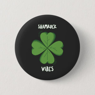 Macaron Rond 5 Cm Vibrations Trèfle Chanceux Fête de la Saint-Patric