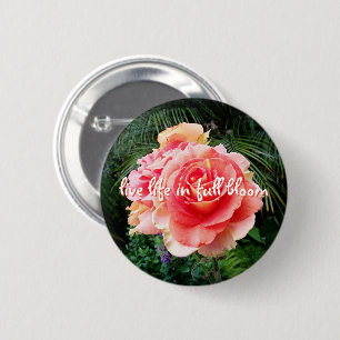 Macaron Rond 5 Cm Vie en pleine floraison citation rose rose photo