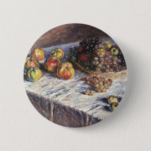 Macaron Rond 5 Cm Vie morte avec pommes et raisins par Claude Monet