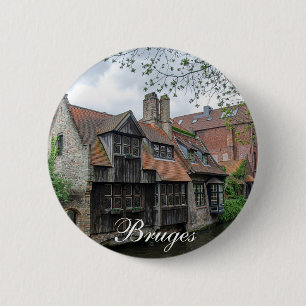 Macaron Rond 5 Cm Vieille ville de Bruges en Belgique