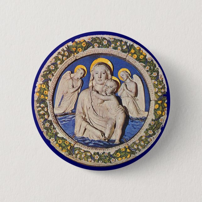 MACARON ROND 5 CM VIERGE AVEC ENFANT ET ANGELS (Devant)