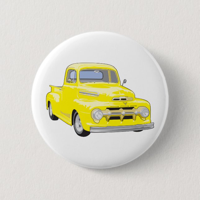 Macaron Rond 5 Cm Vieux camion jaune (Devant)