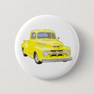 Macaron Rond 5 Cm Vieux camion jaune