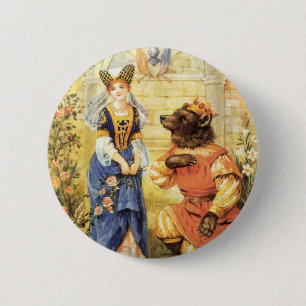 Macaron Rond 5 Cm Vieux Conte de Fées, La Belle et la Bête