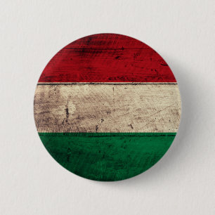 Macaron Rond 5 Cm Vieux drapeau en bois de la Hongrie