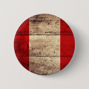 Macaron Rond 5 Cm Vieux drapeau en bois du Pérou