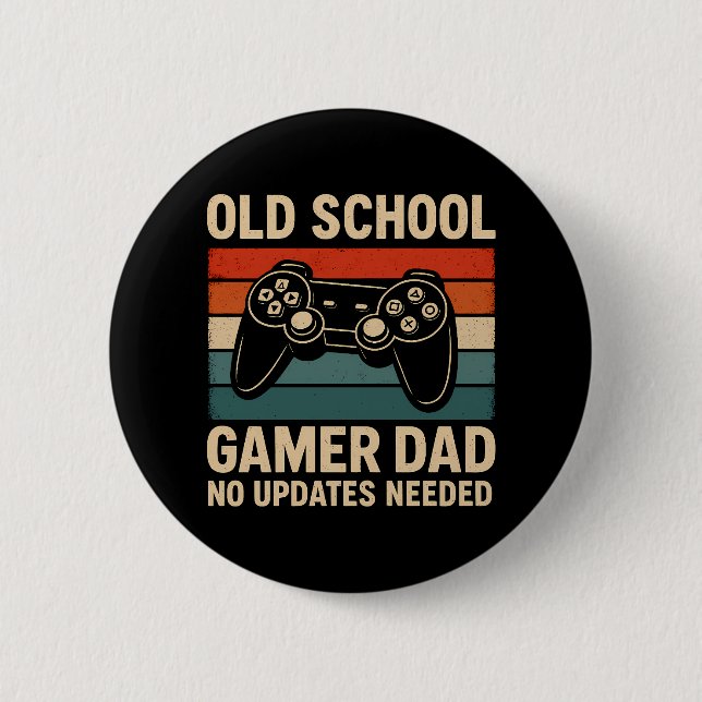Macaron Rond 5 Cm Vieux Gamer Papa Retro Contrôleur (Devant)
