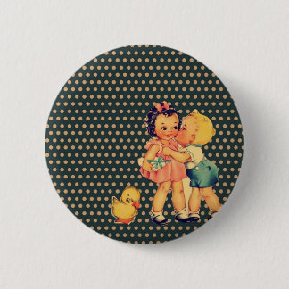 Macaron Rond 5 Cm vieux rétro pois kitsch Vintage Enfants