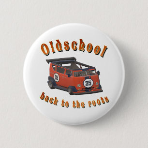 Macaron Rond 5 Cm Vieux, vintage car in red
