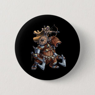 Macaron Rond 5 Cm Viking Archer Riding War Bear