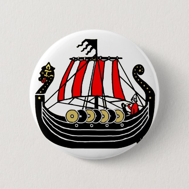 Macaron Rond 5 Cm Viking Long Ship pour Vikings (Devant)