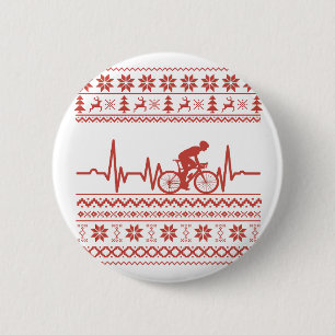 Macaron Rond 5 Cm Vilain pull Joyeux Noël à vélo