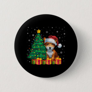 Macaron Rond 5 Cm Vilain Toy Fox Terrier Santa Hat Les lumières de N
