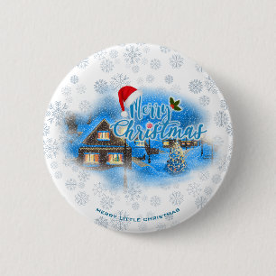 Macaron Rond 5 Cm Village de Noël magique