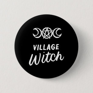 Macaron Rond 5 Cm Village Witch Funny Halloween Wicca Wiccan Witchcr