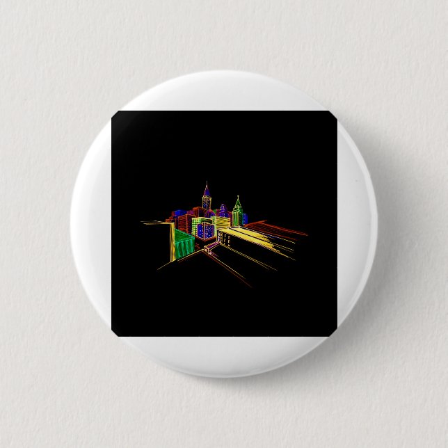 Macaron Rond 5 Cm Ville animée (Devant)