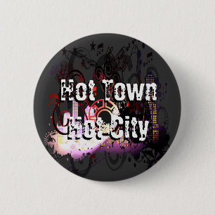 Macaron Rond 5 Cm Ville de Grunge