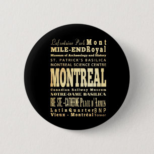 Macaron Rond 5 Cm Ville de Montréal d'art de typographie du Canada