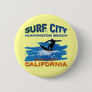 MACARON ROND 5 CM VILLE HUNTINGTON BEACH DE SURF