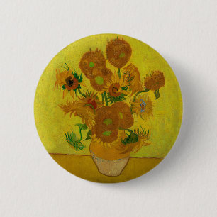 Macaron Rond 5 Cm Vincent Van Gogh 15 Tournesols Peinture