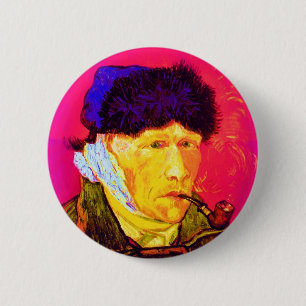 Macaron Rond 5 Cm Vincent Van Gogh - Autoportrait au bandage Pop Art