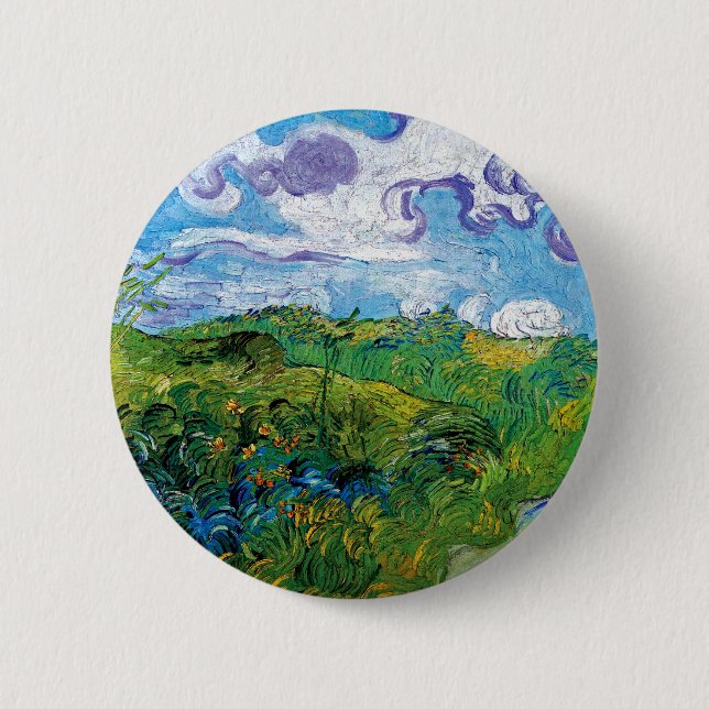 Macaron Rond 5 Cm Vincent Van Gogh - Champs de blé vert à Auvers (Devant)
