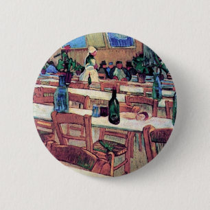 Macaron Rond 5 Cm Vincent Van Gogh - Intérieur Du Restaurant