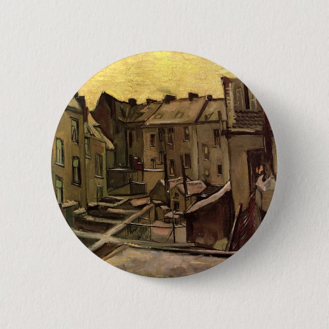 Macaron Rond 5 Cm Vincent van Gogh, Jardins de vieilles maisons, Anv (Devant)