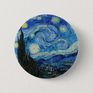 Macaron Rond 5 Cm Vincent Van Gogh La Nuit étoilée
