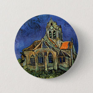 Macaron Rond 5 Cm Vincent van Gogh - L'église d'Auvers