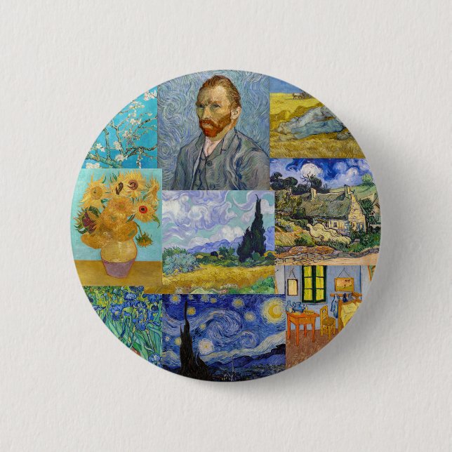 Macaron Rond 5 Cm Vincent Van Gogh - Masterpieces Patchwork (Devant)