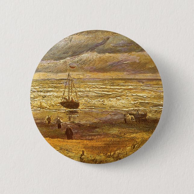 Macaron Rond 5 Cm Vincent van Gogh - Mer à Scheveningen (Devant)