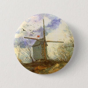 Macaron Rond 5 Cm Vincent van Gogh - Moulin de la Galette, le moulin