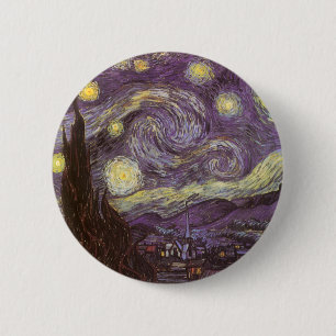 Macaron Rond 5 Cm Vincent van Gogh - Nuit étoilée