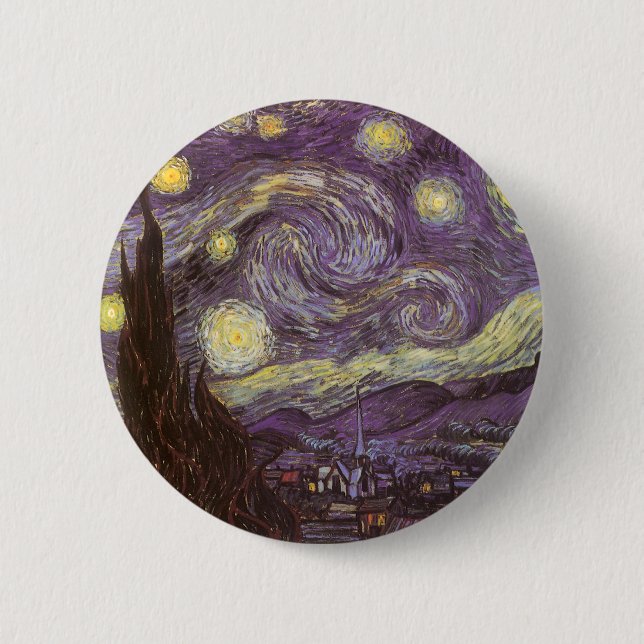 Macaron Rond 5 Cm Vincent van Gogh - Nuit étoilée (Devant)