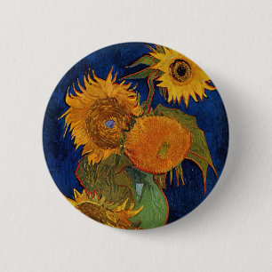 Macaron Rond 5 Cm Vincent van Gogh Six Sunflower Floral GalleryHD