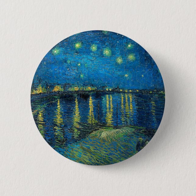 Macaron Rond 5 Cm Vincent Van Gogh Starry Night Over the Rhone (Devant)
