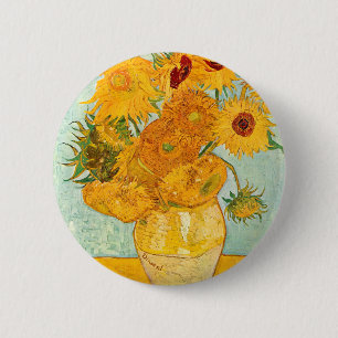 Macaron Rond 5 Cm Vincent Van Gogh Twelve Sunflowers In a Vase Art