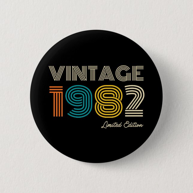 Macaron Rond 5 Cm Vintage 1982 42e anniversaire (Devant)